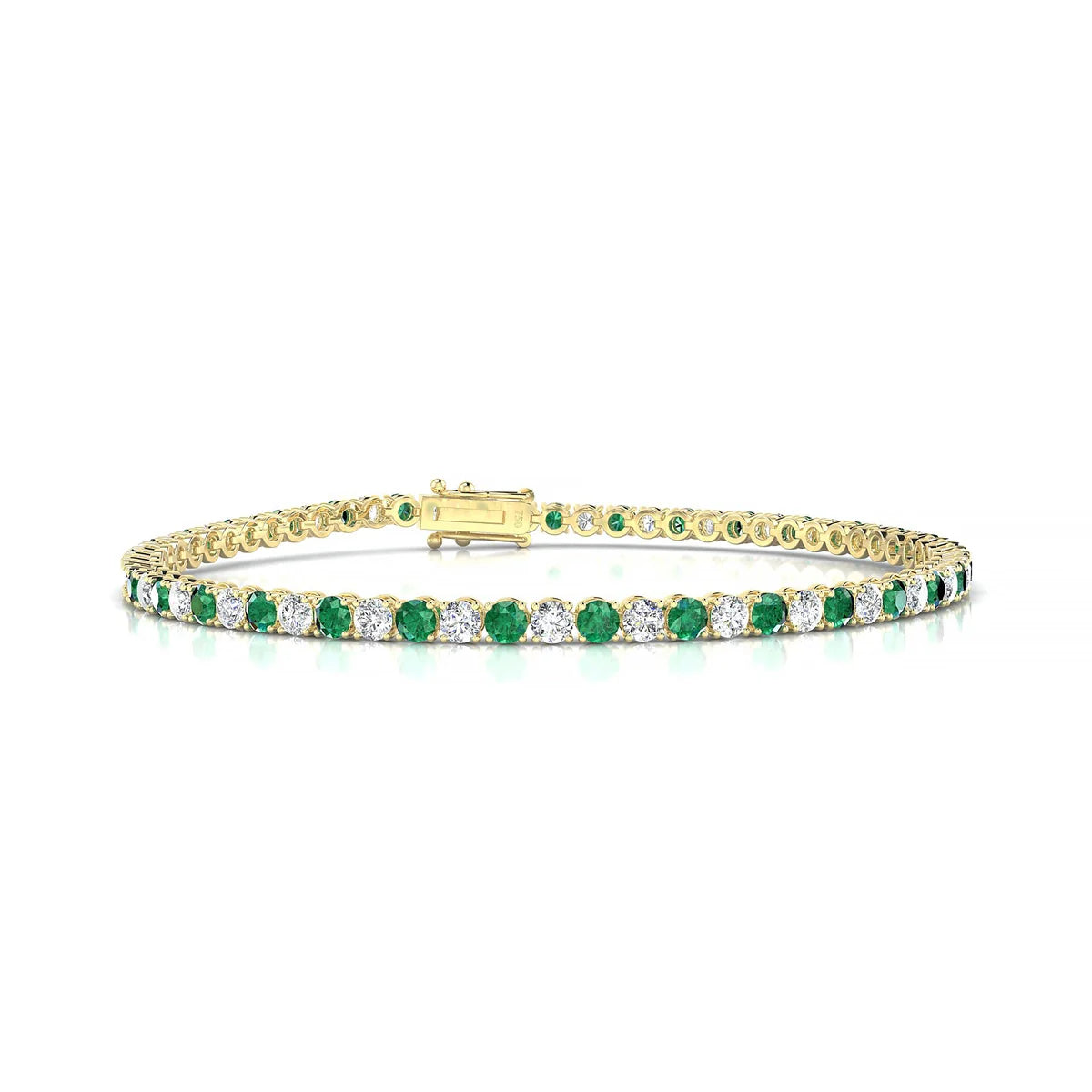 Palazzo 1-1 | 18k Yellow Gold 2.5 mm Round Natural Emerald Tennis Bracelet