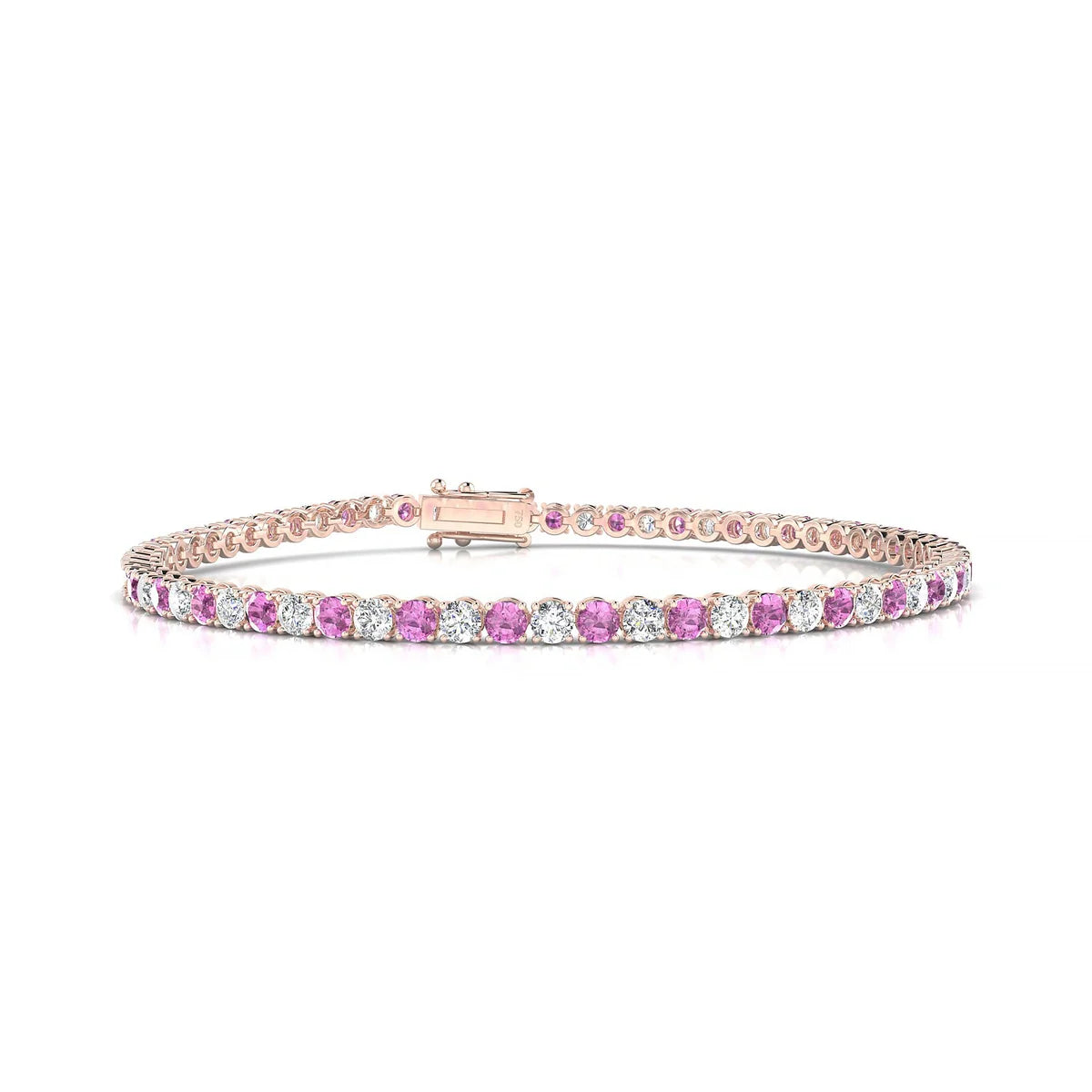 Palazzo 1-1 | 18k Rose Gold 2.5 mm Round Natural Pink Sapphire Tennis Bracelet