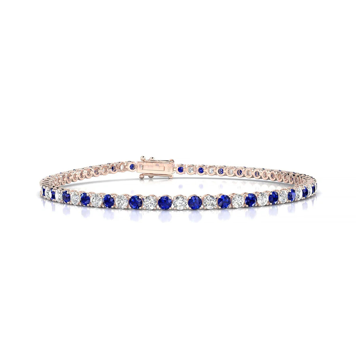 Palazzo 1-1 | 18k Rose Gold 2.5 mm Round Natural Sapphire Tennis Bracelet