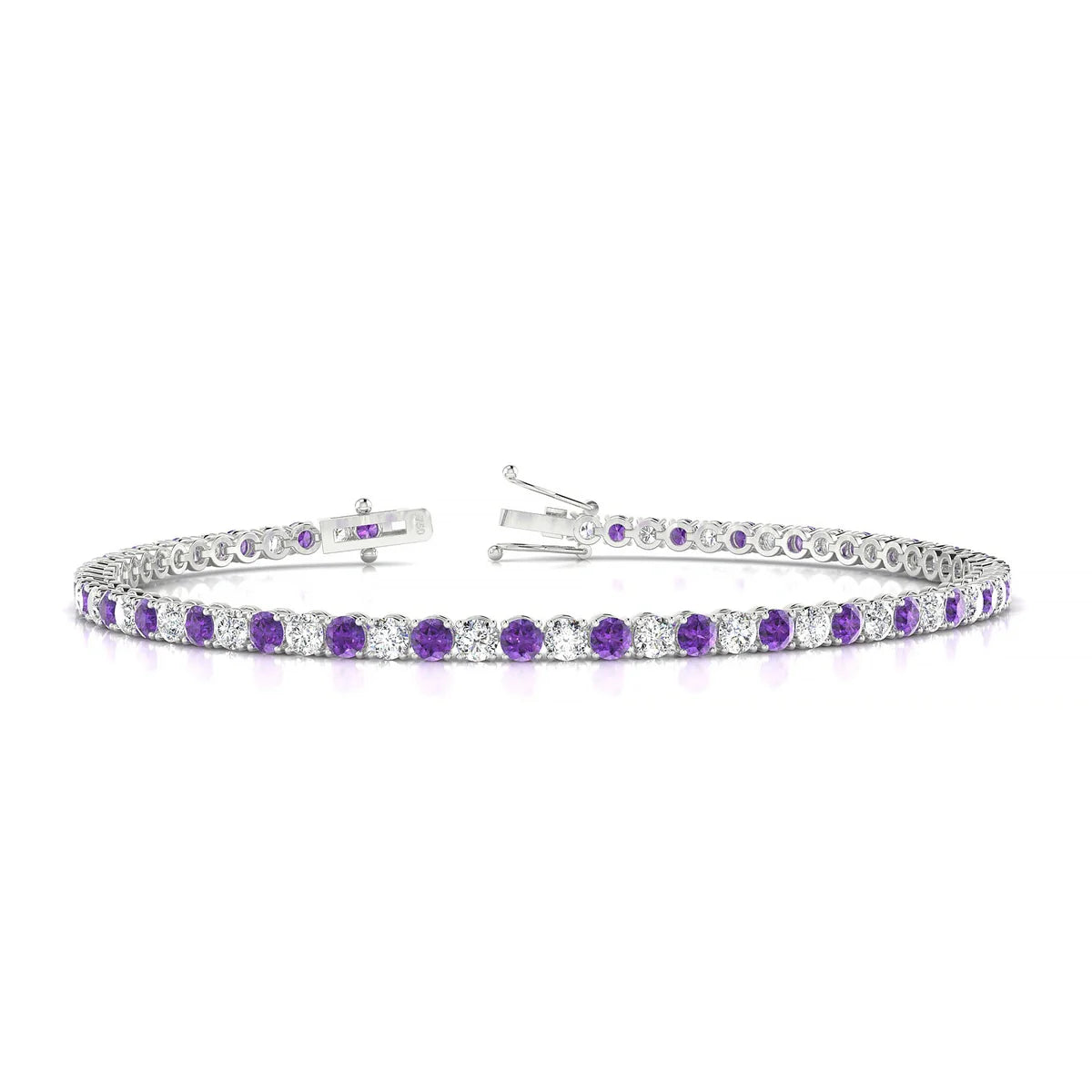 Palazzo 1-1 | 18k White Gold 2.5 mm Round Natural Amethyst Tennis Bracelet