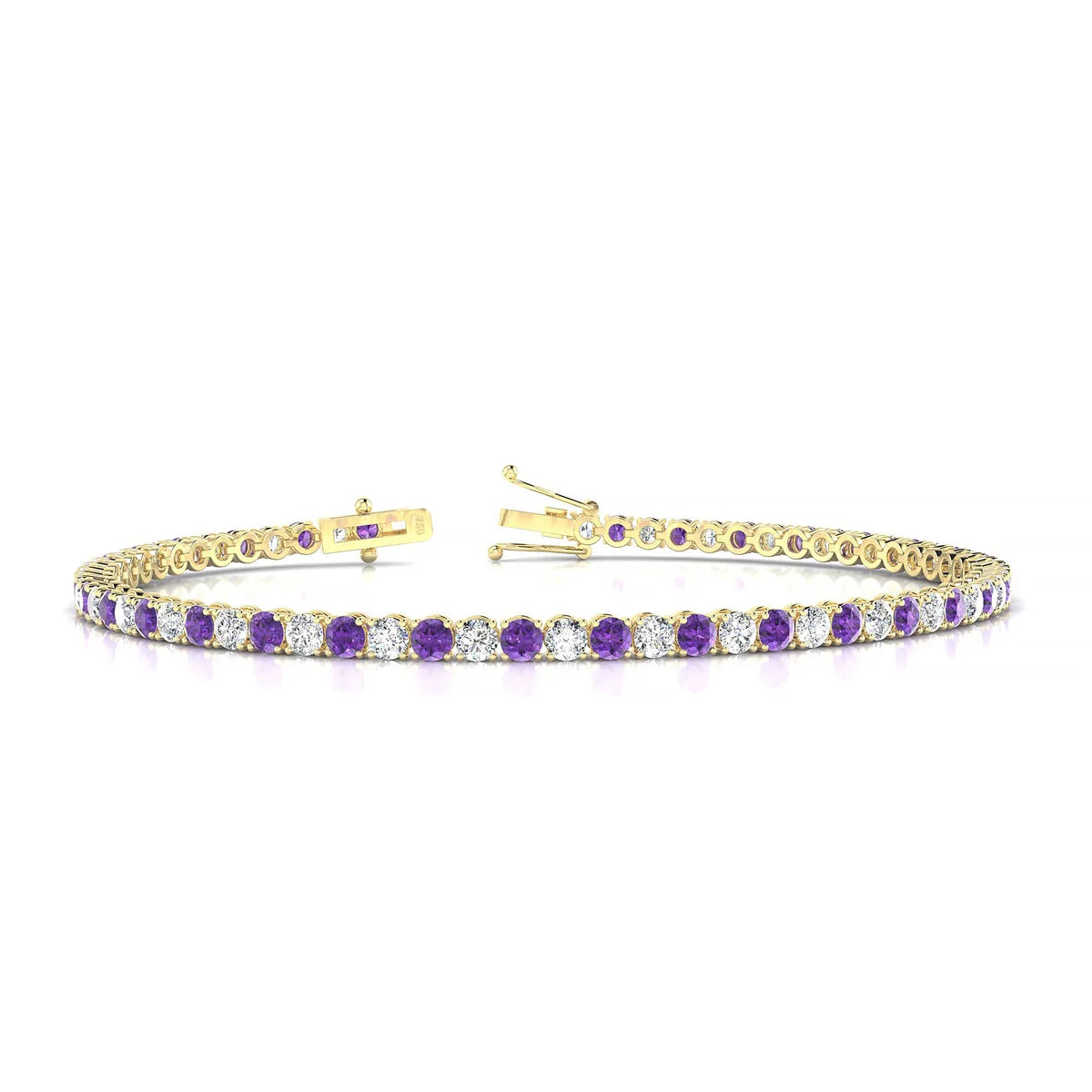 Palazzo 1-1 | 18k Yellow Gold 2.5 mm Round Natural Amethyst Tennis Bracelet