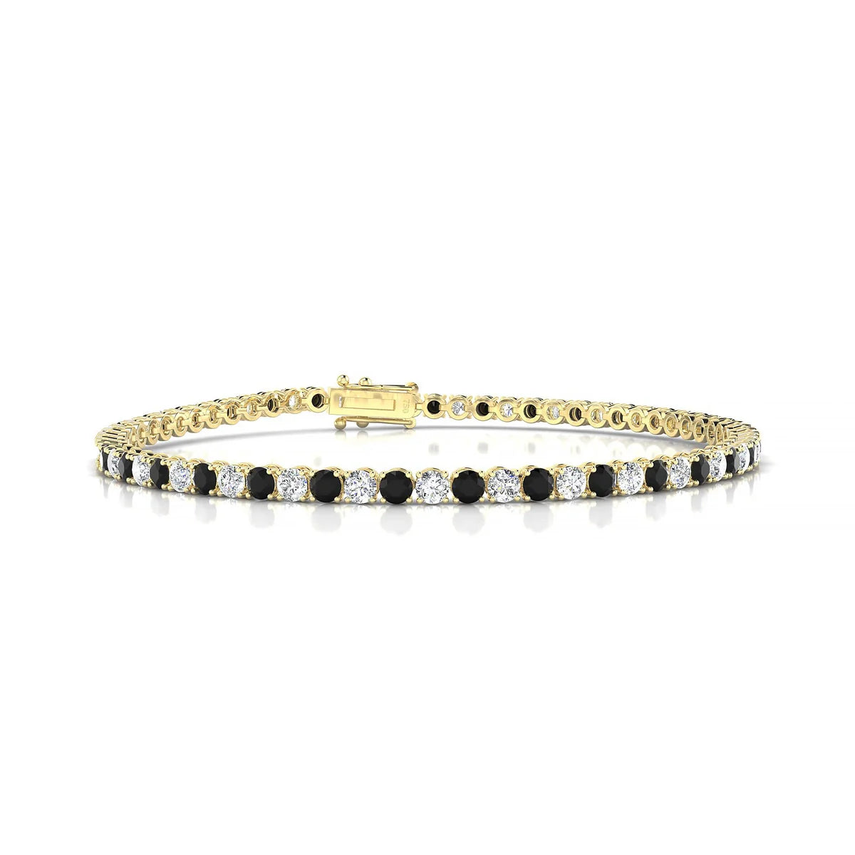Palazzo 1-1 | 18k Yellow Gold 2.5 mm Round Natural Black Diamond Tennis Bracelet
