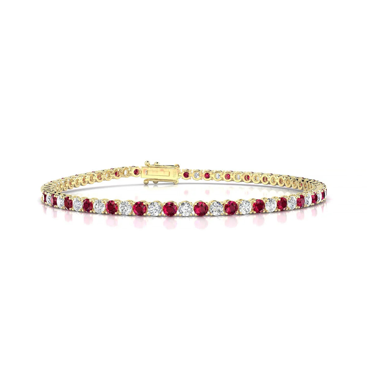 Palazzo 1-1 | 18k Yellow Gold 2.5 mm Round Natural Ruby Tennis Bracelet
