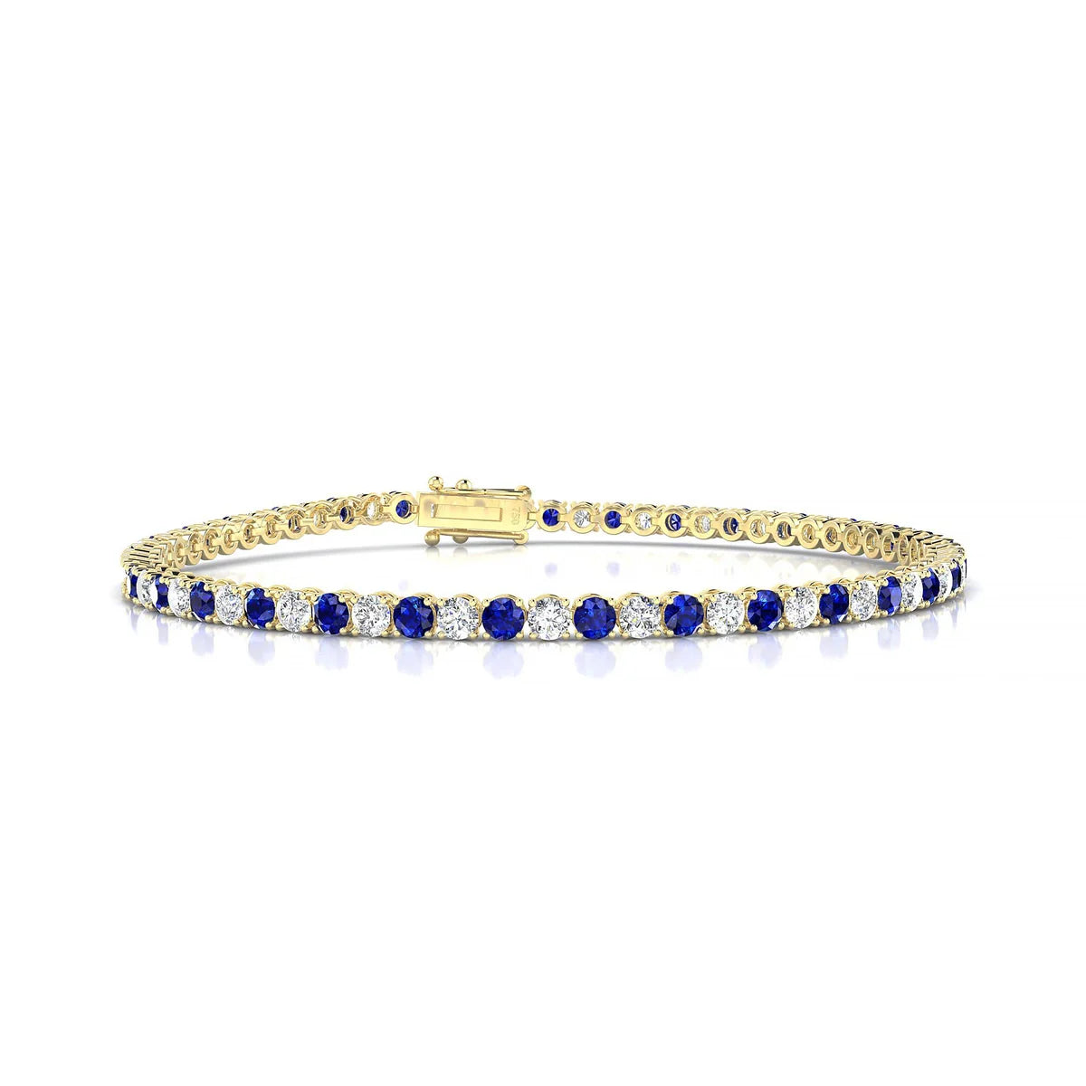Palazzo 1-1 | 18k Yellow Gold 2.5 mm Round Natural Sapphire Tennis Bracelet