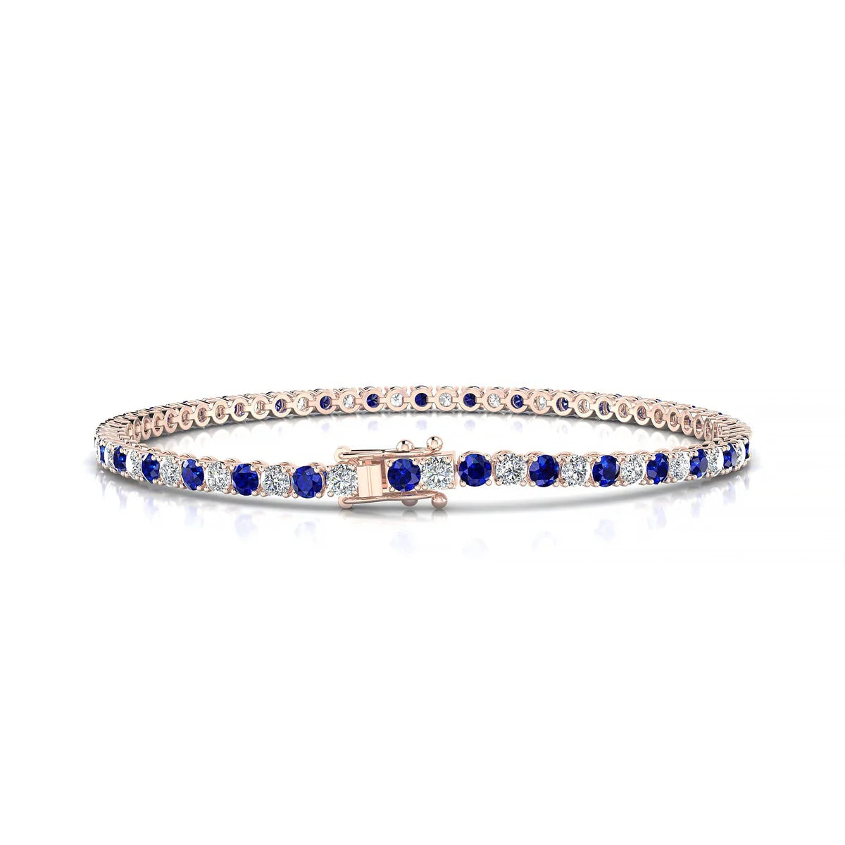Palazzo 1-1 | 18k Rose Gold 2.5 mm Round Natural Sapphire Tennis Bracelet