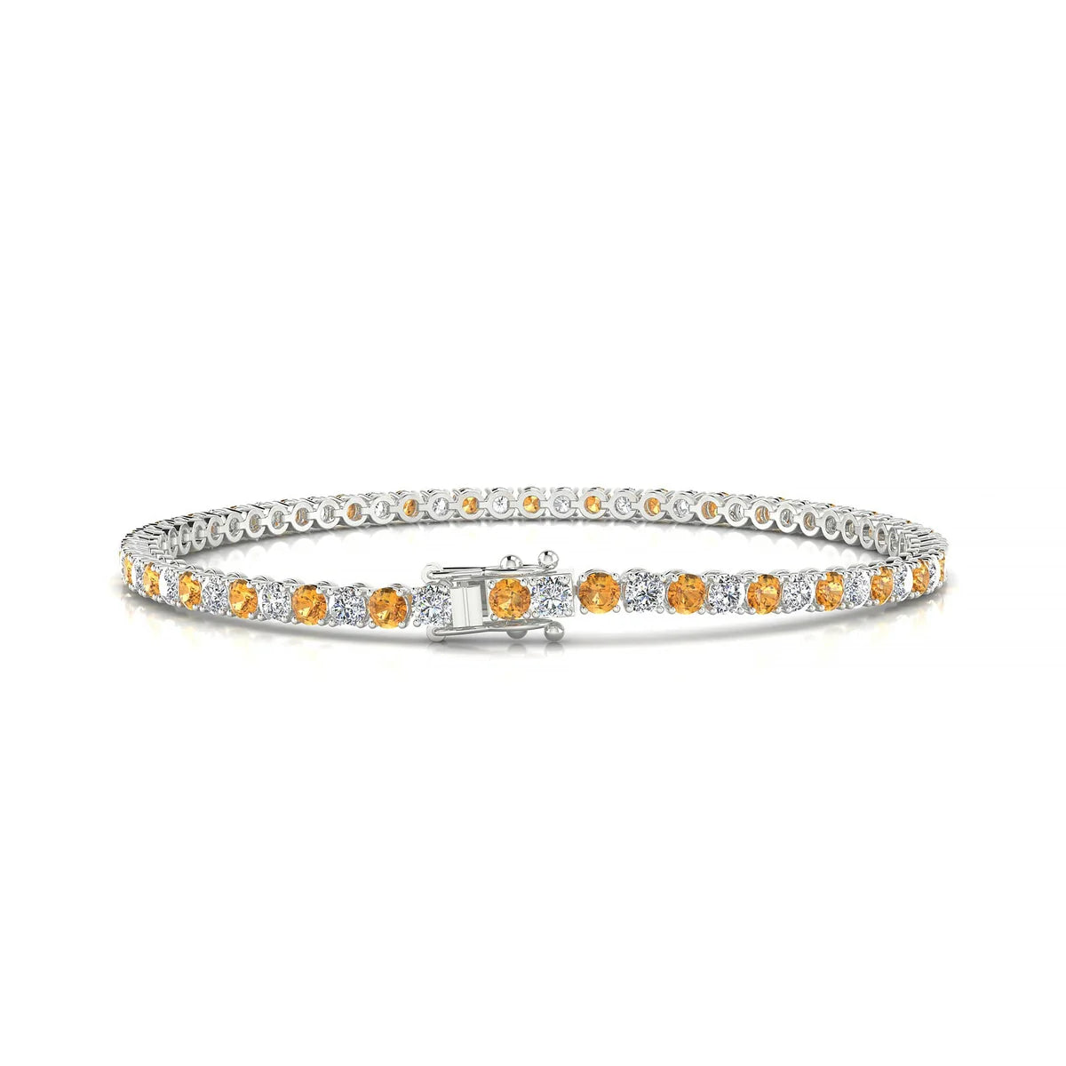 Palazzo 1-1 | 18k White Gold 2.5 mm Round Natural Citrine Tennis Bracelet