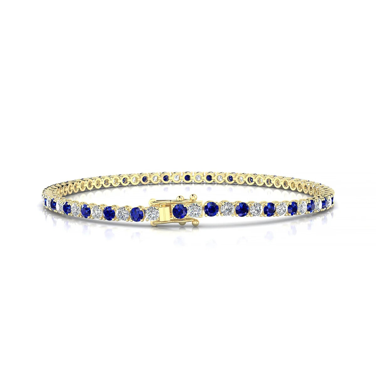 Palazzo 1-1 | 18k Yellow Gold 2.5 mm Round Natural Sapphire Tennis Bracelet