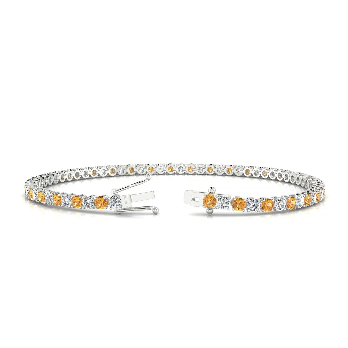 Palazzo 1-1 | 18k White Gold 2.5 mm Round Natural Citrine Tennis Bracelet
