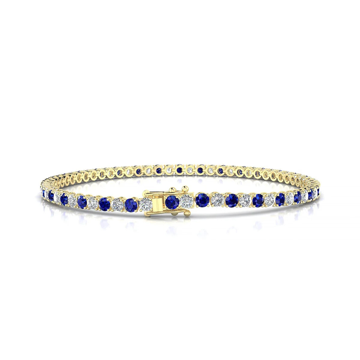 Palazzo 1-1 | 18k Yellow Gold 2.5 mm Round Natural Sapphire Tennis Bracelet