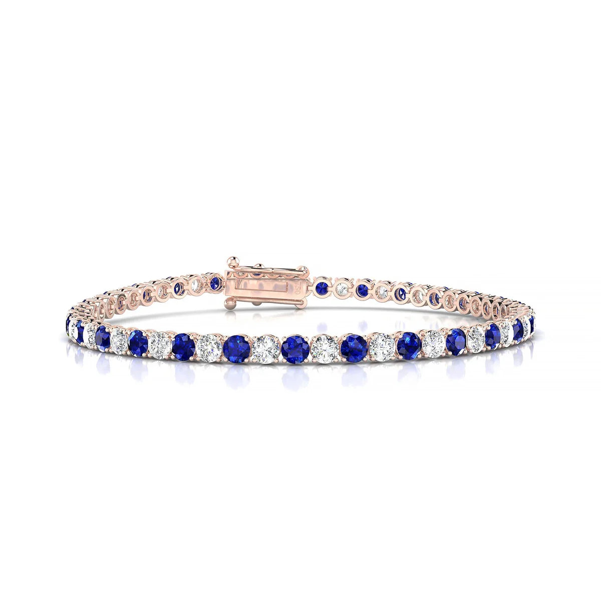 Palazzo 1-1 | 18k Rose Gold 3 mm Round Natural Sapphire Tennis Bracelet