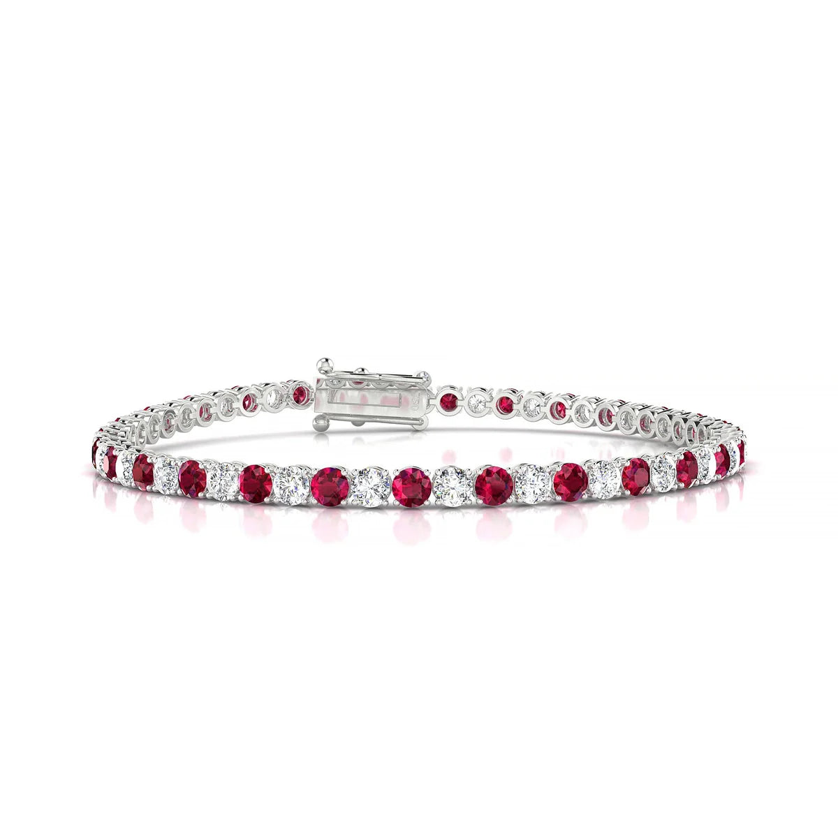 Palazzo 1-1 | 18k White Gold 3 mm Round Natural Ruby Tennis Bracelet