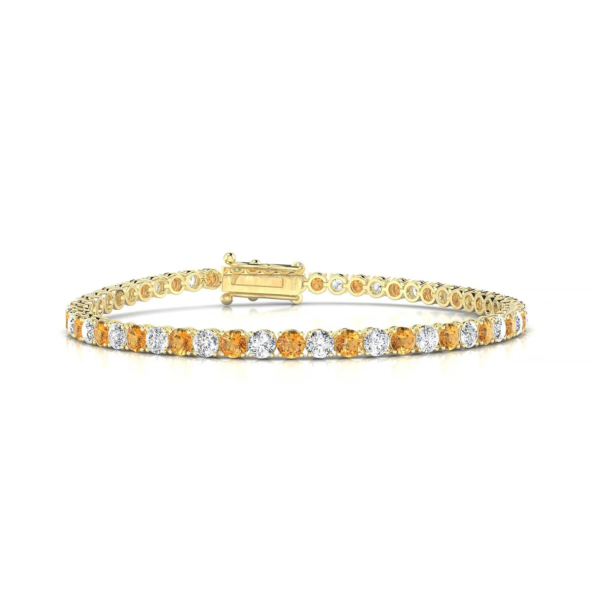 Palazzo 1-1 | 18k Yellow Gold 3 mm Round Natural Citrine Tennis Bracelet