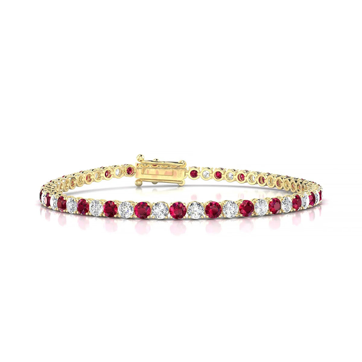 Palazzo 1-1 | 18k Yellow Gold 3 mm Round Natural Ruby Tennis Bracelet
