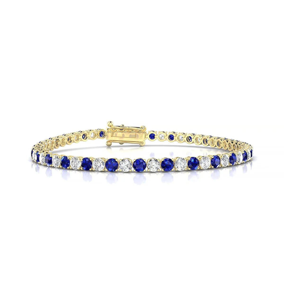 Palazzo 1-1 | 18k Yellow Gold 3 mm Round Natural Sapphire Tennis Bracelet