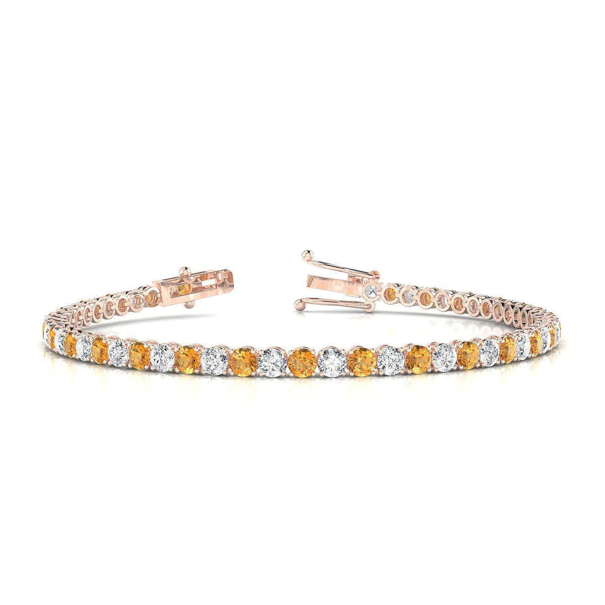 Palazzo 1-1 | 18k Rose Gold 3 mm Round Natural Citrine Tennis Bracelet