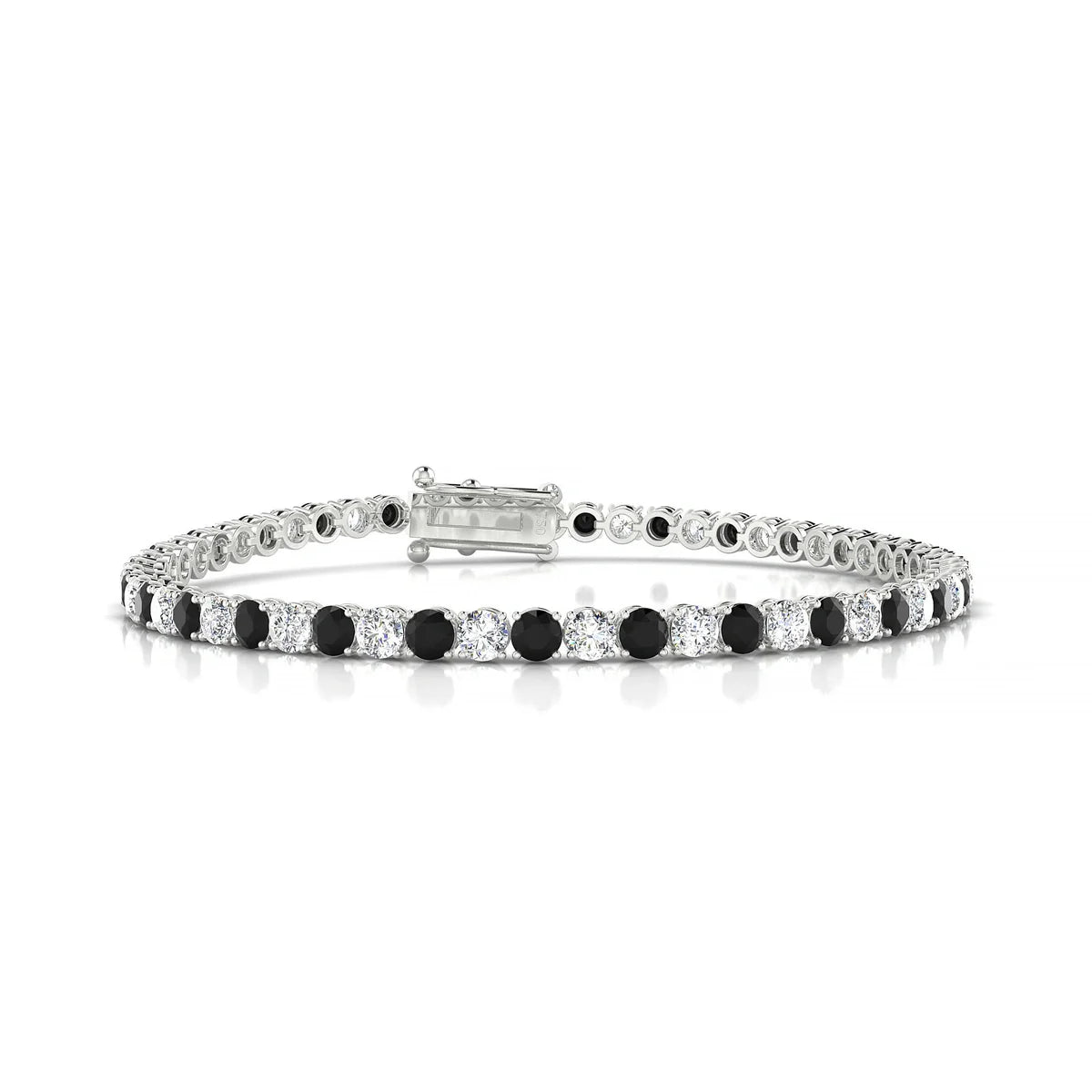 Palazzo 1-1 | 18k White Gold 3 mm Round Natural Black Diamond Tennis Bracelet