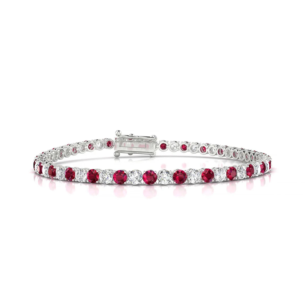 Palazzo 1-1 | 18k White Gold 3 mm Round Natural Ruby Tennis Bracelet