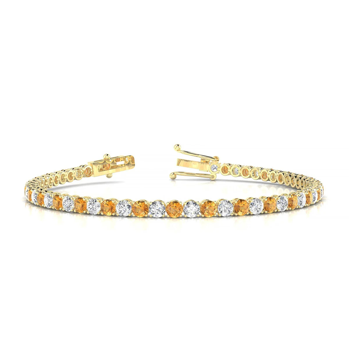 Palazzo 1-1 | 18k Yellow Gold 3 mm Round Natural Citrine Tennis Bracelet