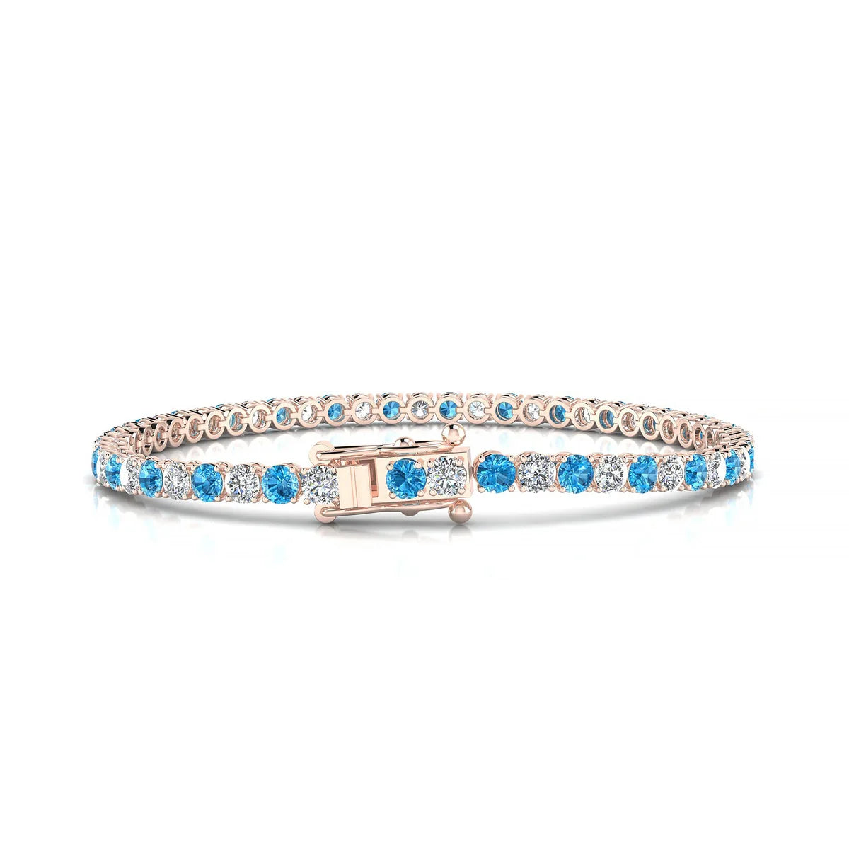 Palazzo 1-1 | 18k Rose Gold 3 mm Round Natural Topaz Tennis Bracelet
