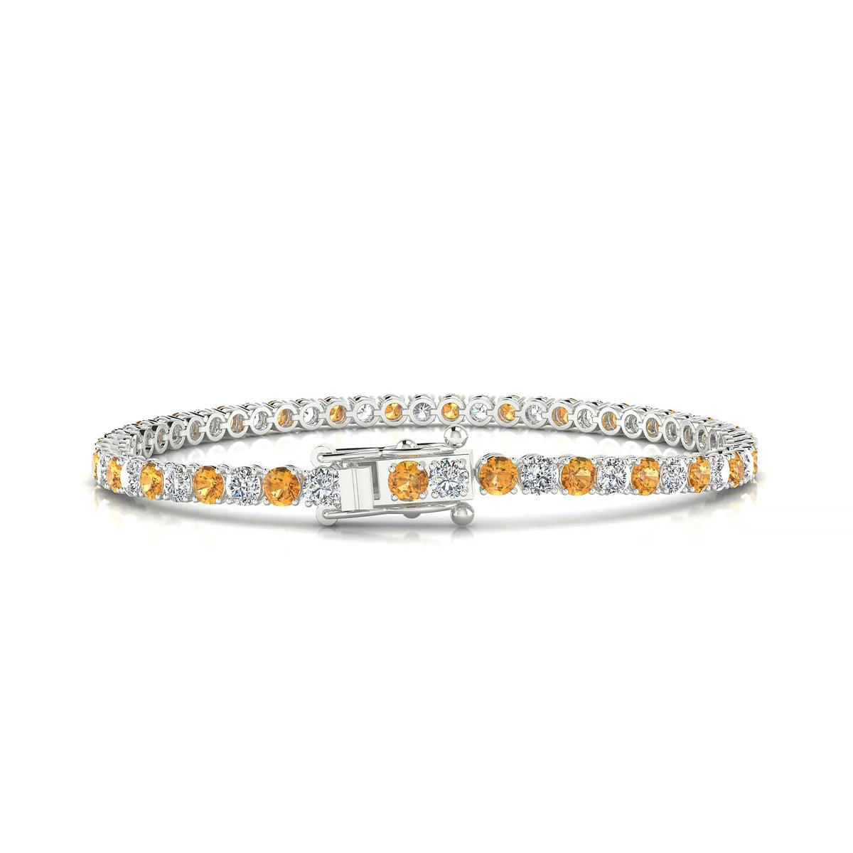 Palazzo 1-1 | 18k White Gold 3 mm Round Natural Citrine Tennis Bracelet