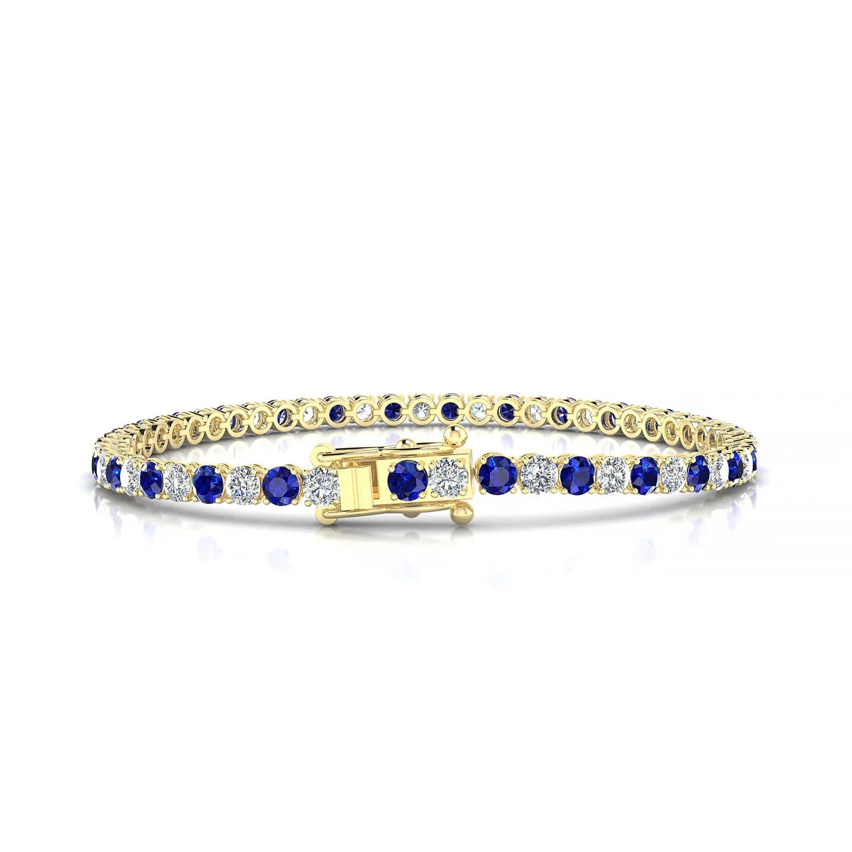 Palazzo 1-1 | 18k Yellow Gold 3 mm Round Natural Sapphire Tennis Bracelet