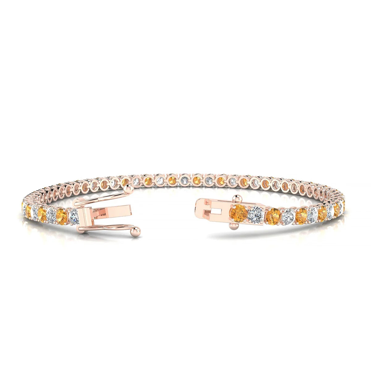 Palazzo 1-1 | 18k Rose Gold 3 mm Round Natural Citrine Tennis Bracelet