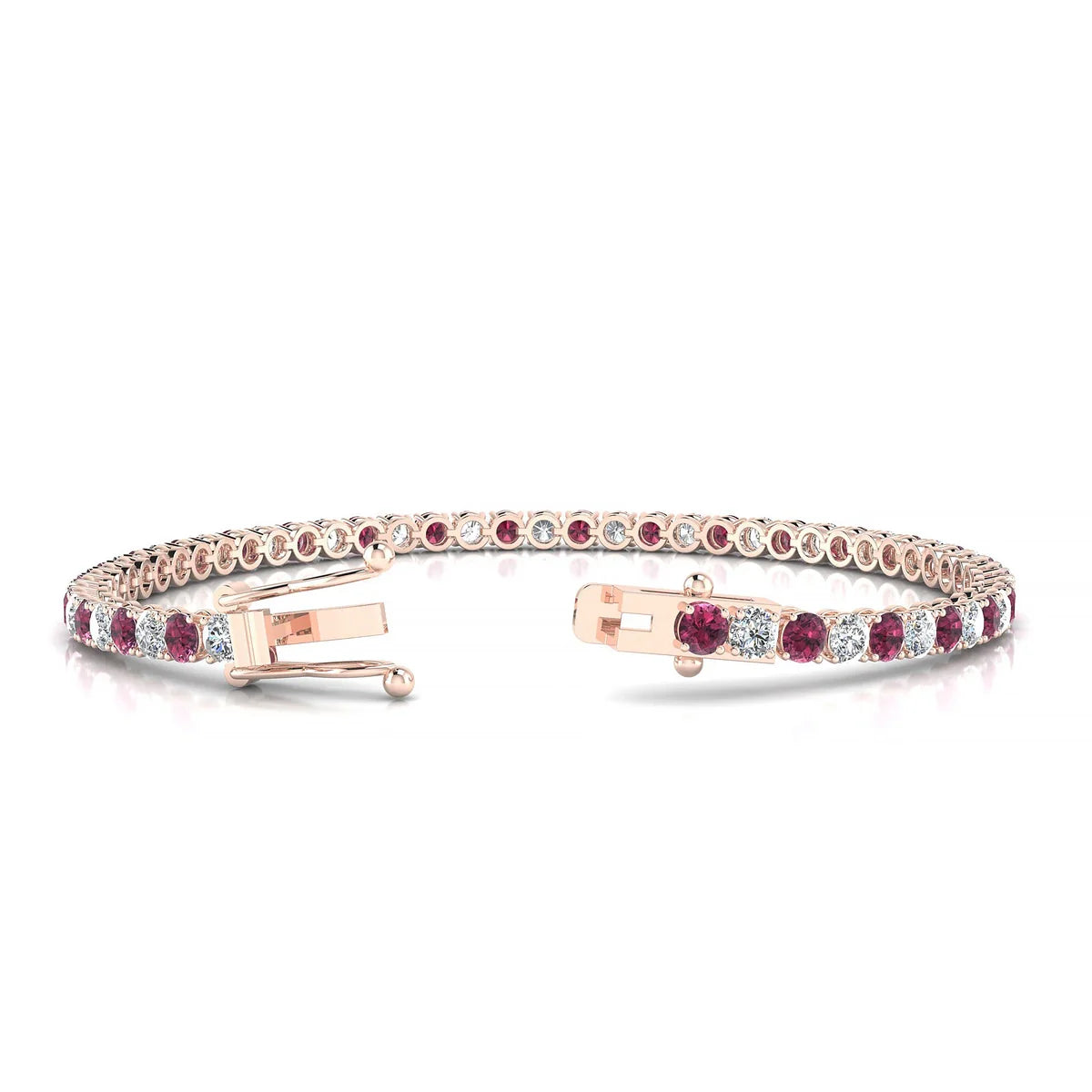 Palazzo 1-1 | 18k Rose Gold 3 mm Round Natural Rhodolite Tennis Bracelet