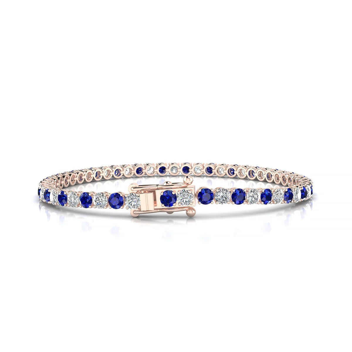 Palazzo 1-1 | 18k Rose Gold 3 mm Round Natural Sapphire Tennis Bracelet