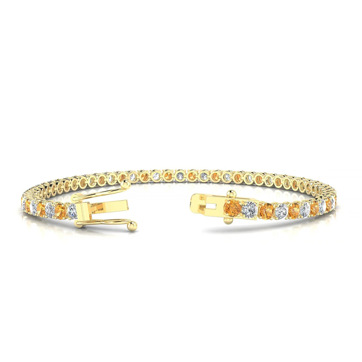 Palazzo 1-1 | 18k Yellow Gold 3 mm Round Natural Citrine Tennis Bracelet