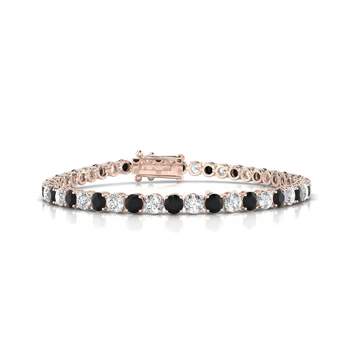 Palazzo 1-1 | 18k Rose Gold 3.4 mm Round Natural Black Diamond Tennis Bracelet