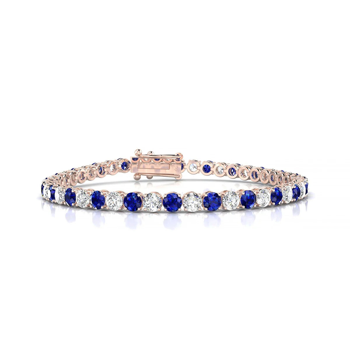 Palazzo 1-1 | 18k Rose Gold 3.4 mm Round Natural Sapphire Tennis Bracelet