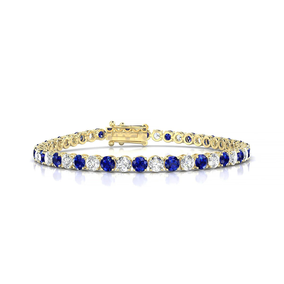 Palazzo 1-1 | 18k Yellow Gold 3.4 mm Round Natural Sapphire Tennis Bracelet