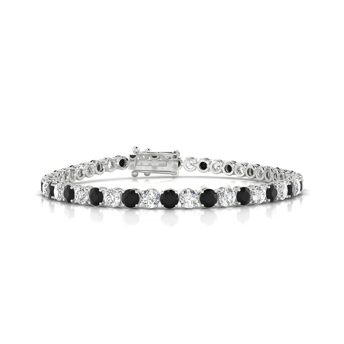 Palazzo 1-1 | 18k White Gold 3.4 mm Round Natural Black Diamond Tennis Bracelet