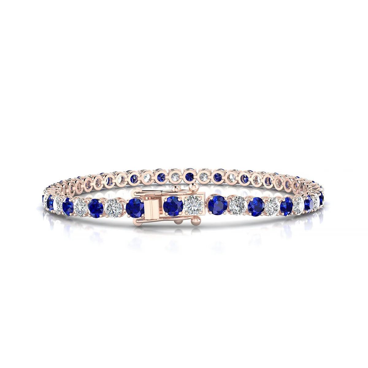 Palazzo 1-1 | 18k Rose Gold 3.4 mm Round Natural Sapphire Tennis Bracelet