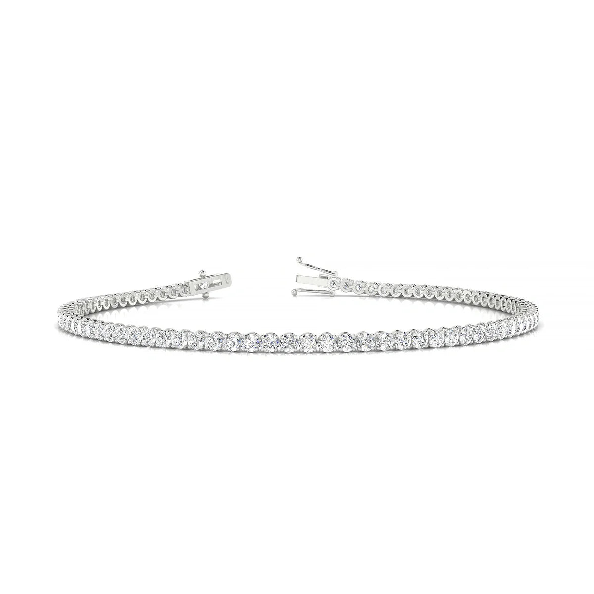 Palazzo | 18k White Gold 2 mm Round Natural Diamond Tennis Bracelet