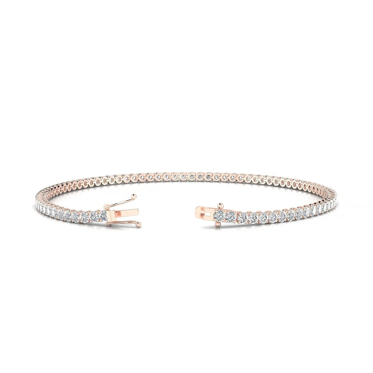 Palazzo | 18k Rose Gold 2 mm Round Natural Diamond Tennis Bracelet
