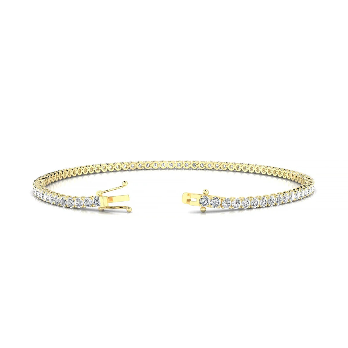 Palazzo | 18k Yellow Gold 2 mm Round Natural Diamond Tennis Bracelet