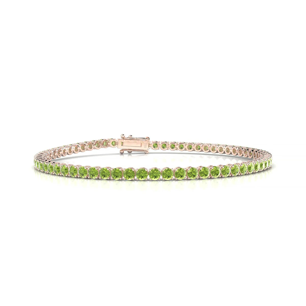 Palazzo | 18k Rose Gold 2.5 mm Round Natural Peridot Tennis Bracelet