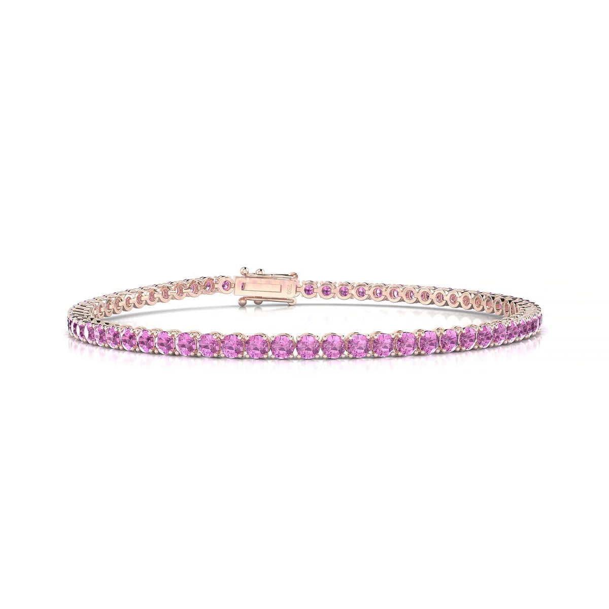 Palazzo | 18k Rose Gold 2.5 mm Round Natural Pink Sapphire Tennis Bracelet