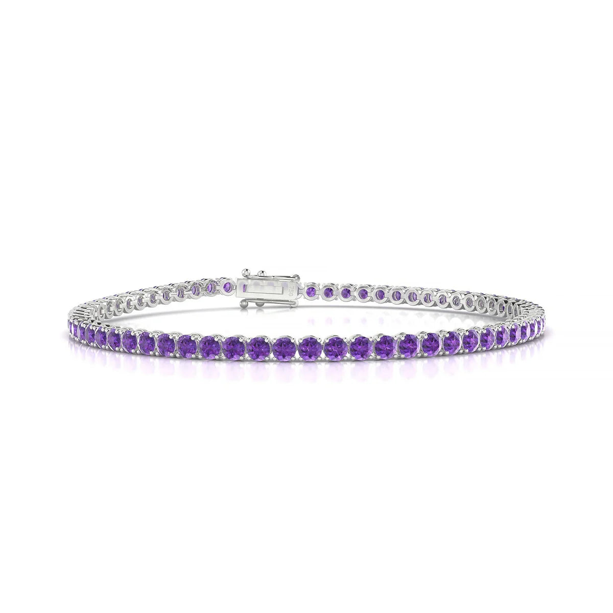 Palazzo | 18k White Gold 2.5 mm Round Natural Amethyst Tennis Bracelet