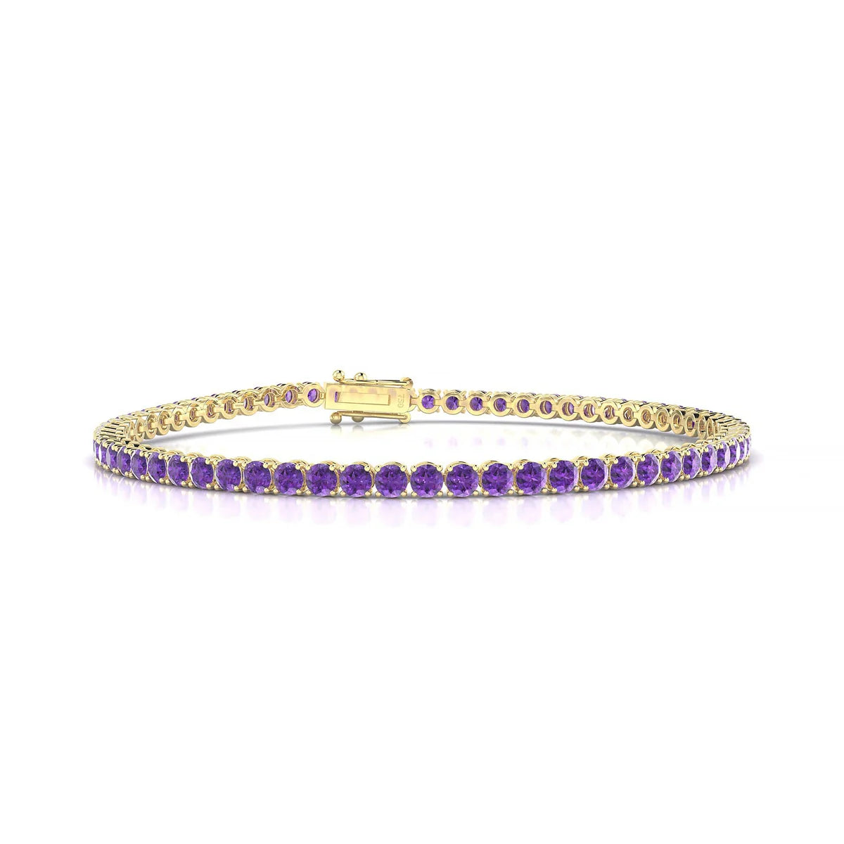 Palazzo | 18k Yellow Gold 2.5 mm Round Natural Amethyst Tennis Bracelet