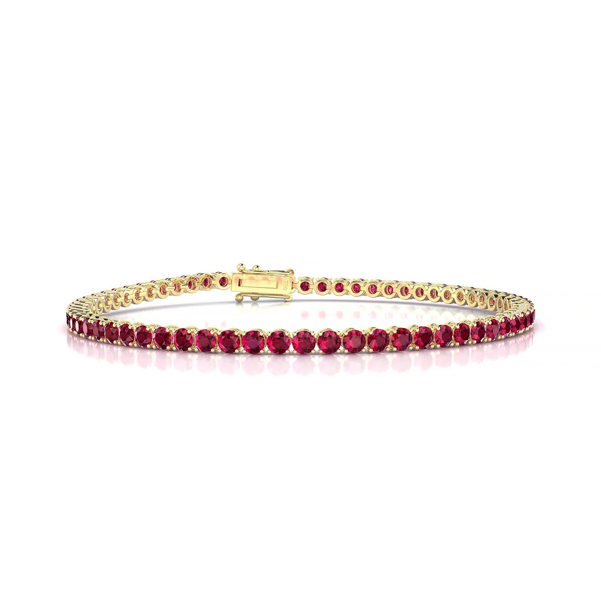 Palazzo | 18k Yellow Gold 2.5 mm Round Natural Ruby Tennis Bracelet