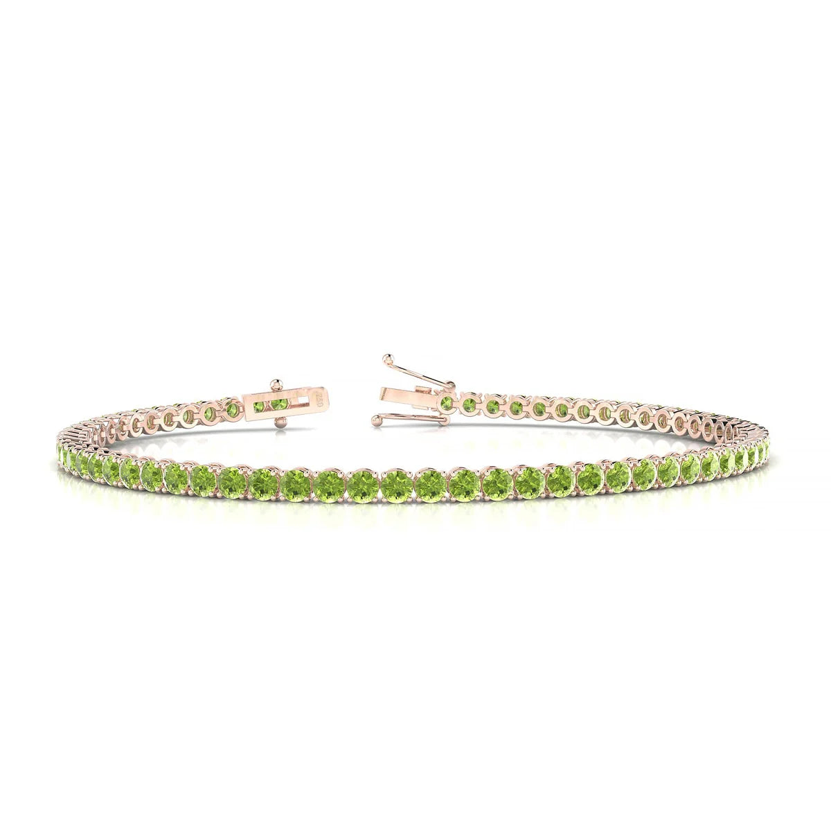 Palazzo | 18k Rose Gold 2.5 mm Round Natural Peridot Tennis Bracelet