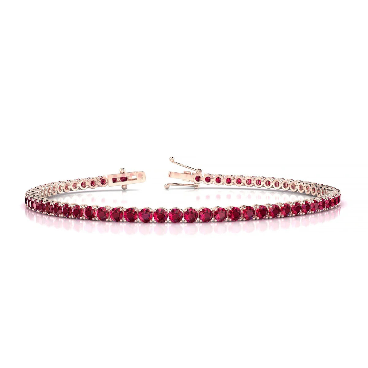 Palazzo | 18k Rose Gold 2.5 mm Round Natural Ruby Tennis Bracelet