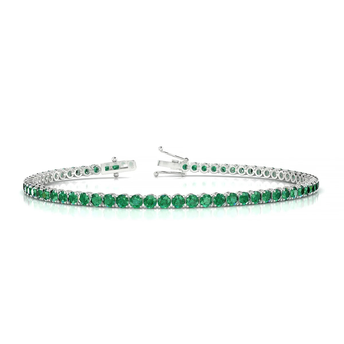 Palazzo | 18k White Gold 2.5 mm Round Natural Emerald Tennis Bracelet