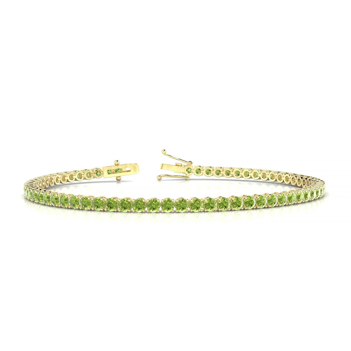 Palazzo | 18k Yellow Gold 2.5 mm Round Natural Peridot Tennis Bracelet
