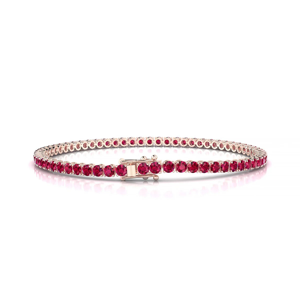 Palazzo | 18k Rose Gold 2.5 mm Round Natural Ruby Tennis Bracelet