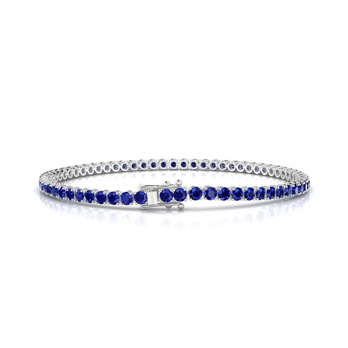 Palazzo | 18k White Gold 2.5 mm Round Natural Sapphire Tennis Bracelet