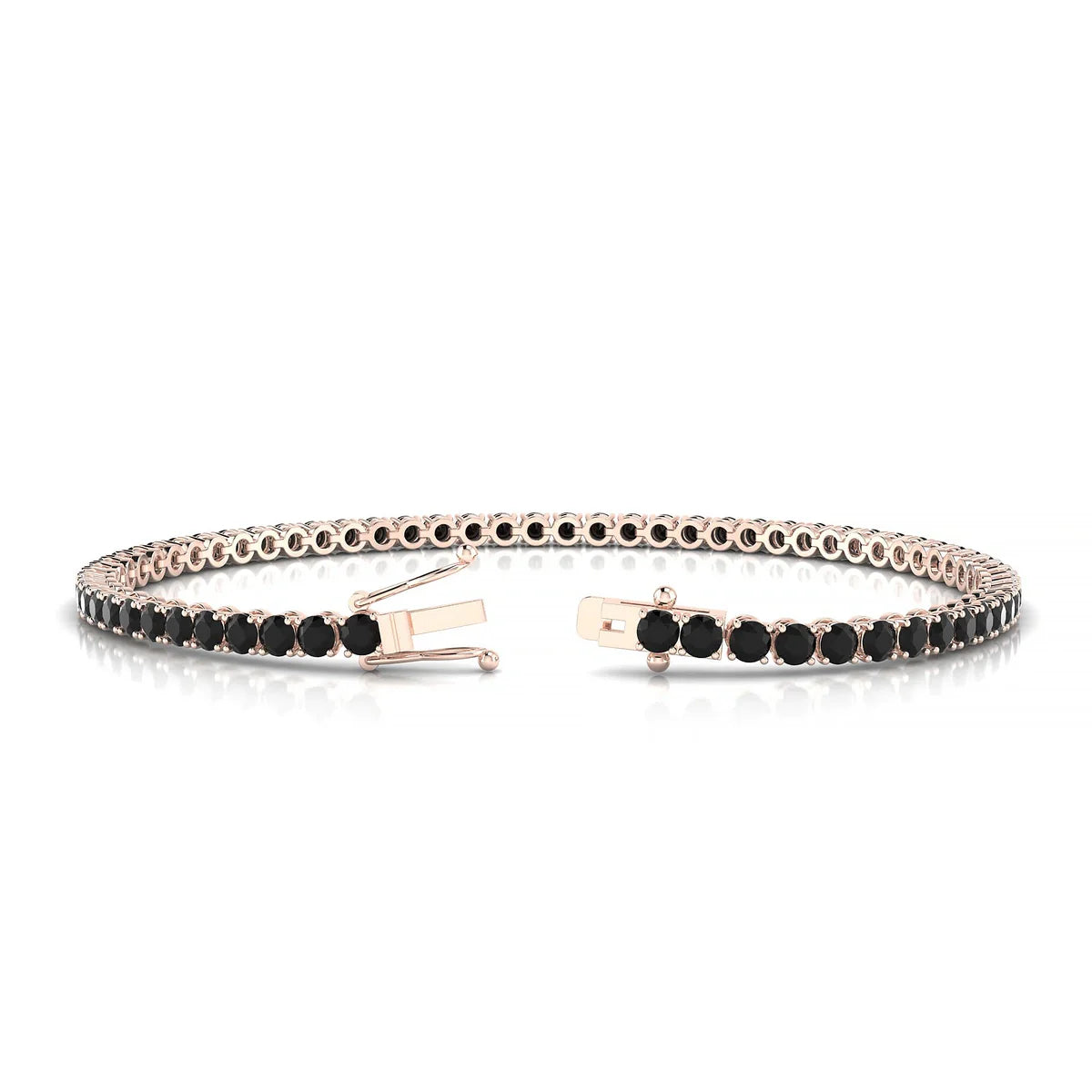 Palazzo | 18k Rose Gold 2.5 mm Round Natural Black Diamond Tennis Bracelet