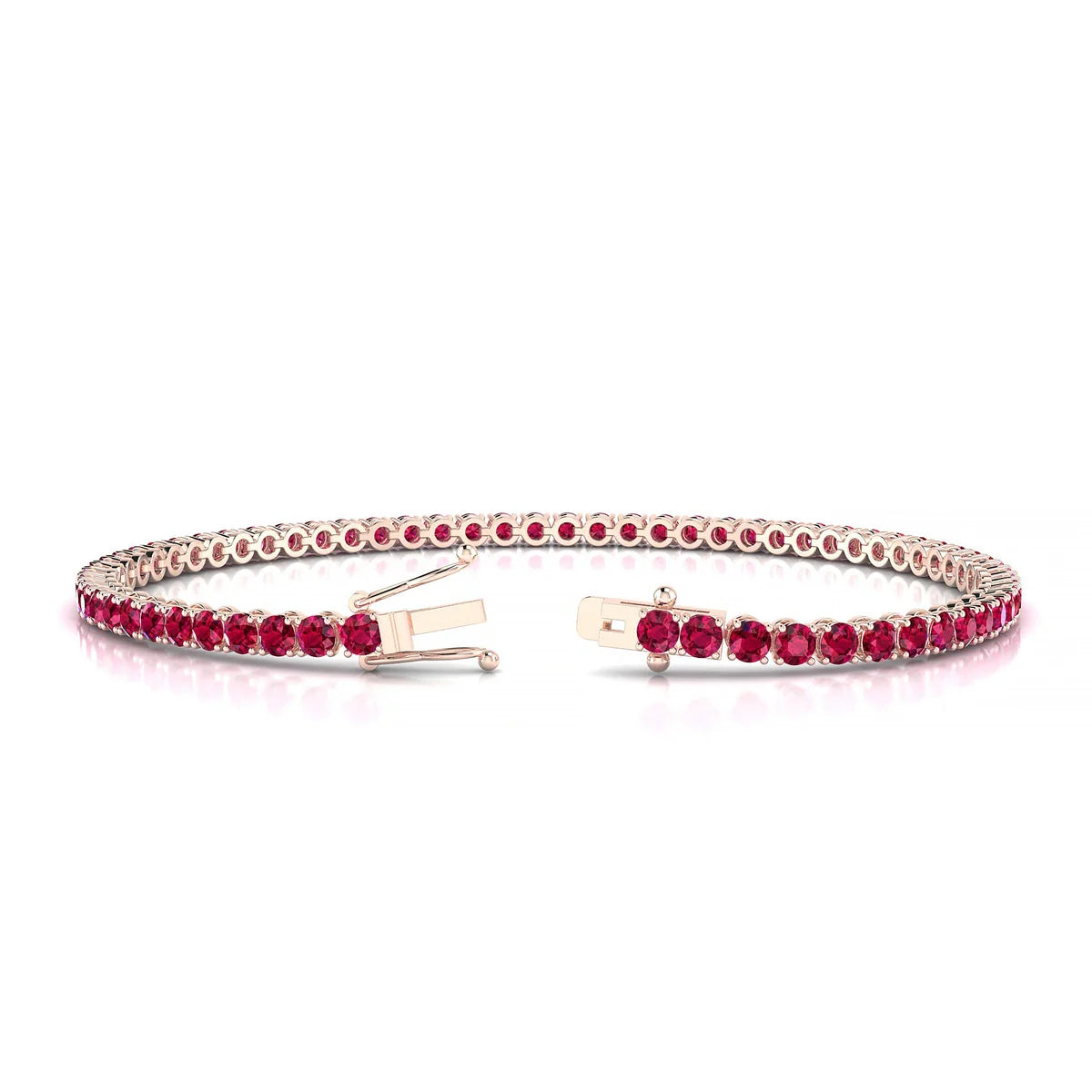 Palazzo | 18k Rose Gold 2.5 mm Round Natural Ruby Tennis Bracelet
